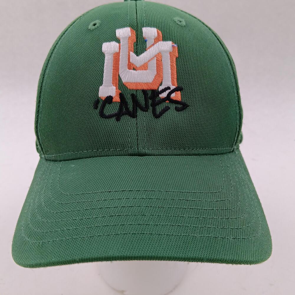 Miami Hurricanes Hat Cap Strap Back Mens One Size Green NCAA Football Sport-Tek